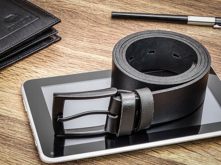 Pasek do Spodni Skórzany Męski Klamra Czarna Metal na Prezent 120cm