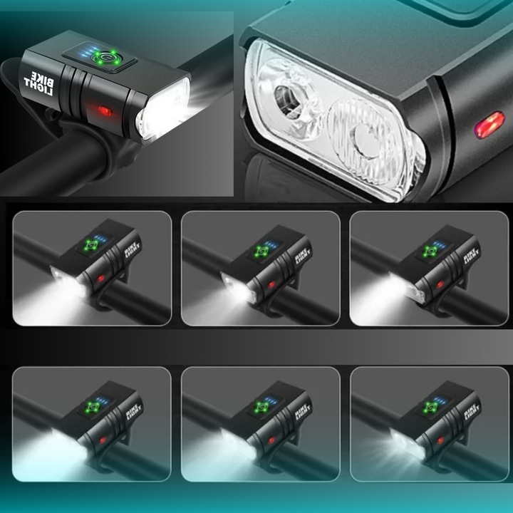 MOCNA LAMPKA ROWEROWA PRZEDNIA TYLNA LED WODOODPORNA AKUMULATOR USB ZESTAW