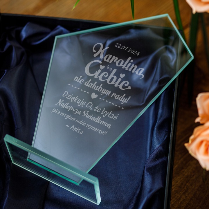 PODZIĘKOWANIA DLA ŚWIADKOWEJ STATUETKA SZKLANA PREZENT DLA ŚWIADKOWEJ ŚLUB