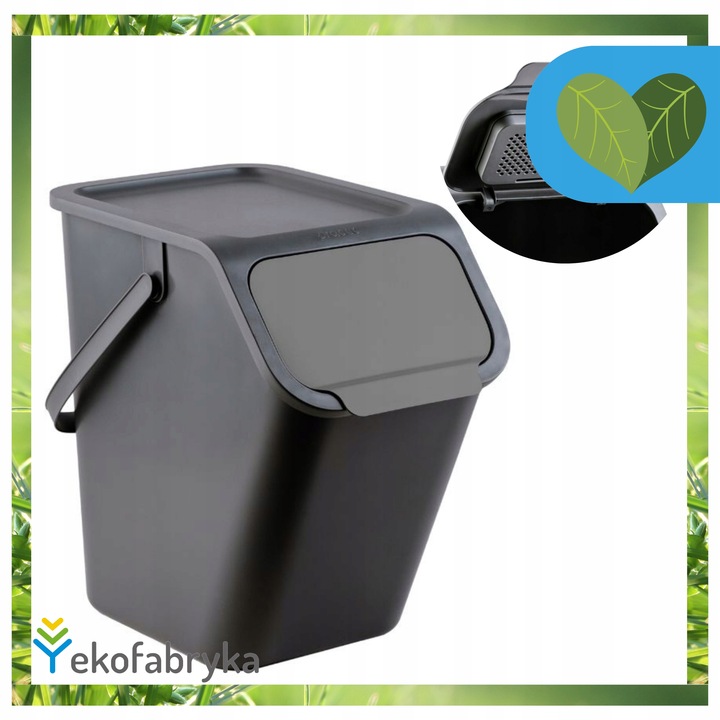 Kosz na śmieci pod zlew na odpady ZMIESZANE kuchenny mały CZARNY 25l