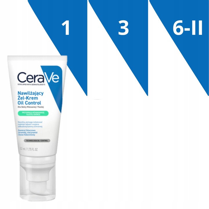Nawilżający Żel-Krem Oil Control CeraVe dla skóry mieszanej i tłustej 52ml