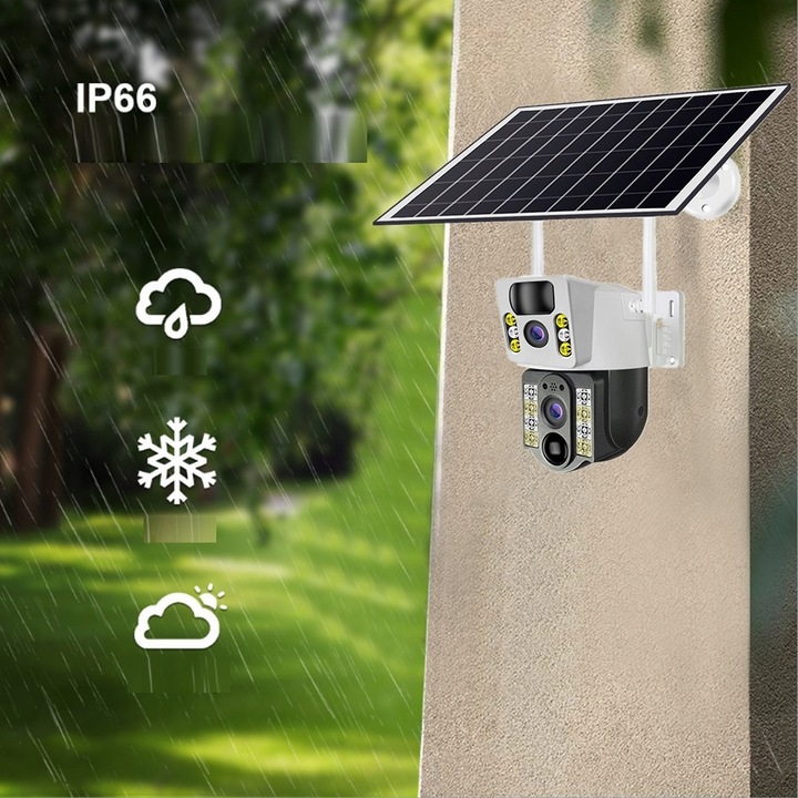 ZEWNĘTRZNA KAMERA SOLARNA TYP-C DWA OBIEKTYWY 8MPx NA KARTE SIM 4G LTE ZOOM