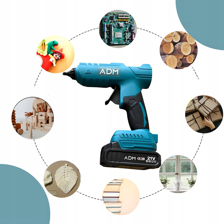 Pistolet na klej na gorąco ADM bezprzewodowy 21V 2x akumulator 12