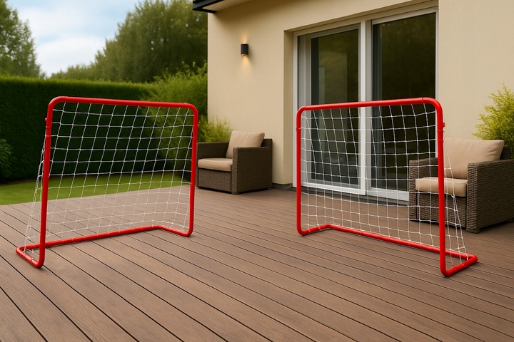 2x BRAMKA PIŁKARSKA ZESTAW DO PIŁKI NOŻNEJ SKŁADANE OGRODOWE 182x122 ZESTAW