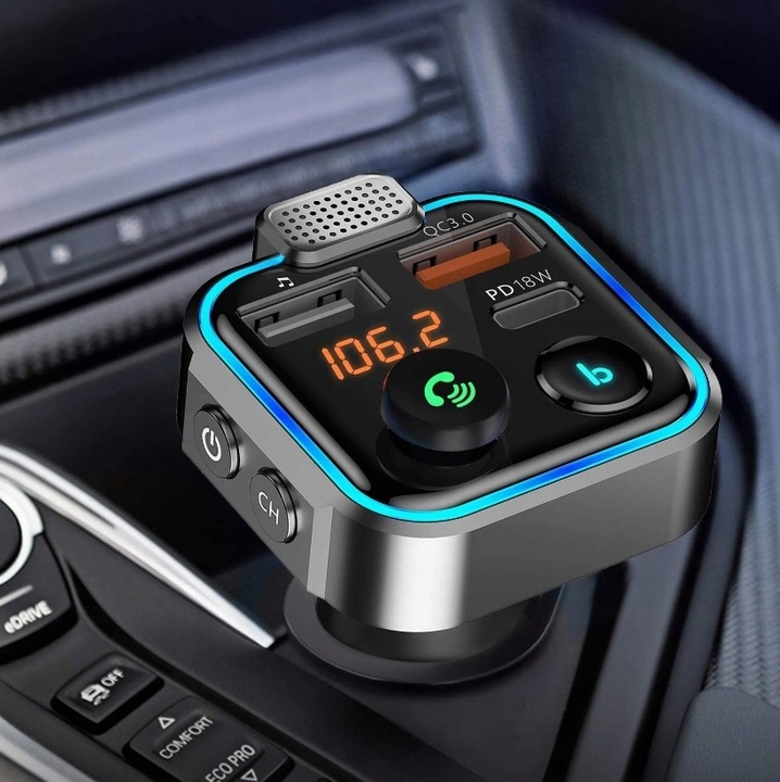 Transmiter samochodowy Transmiter Bluetooth FM Ładowarka 3xUSB Adapter
