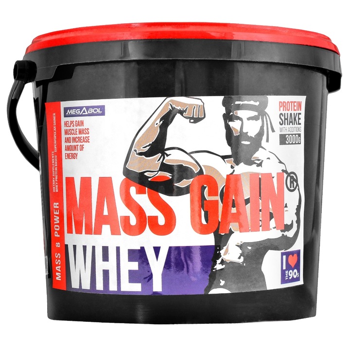 GAINER WHEY MASS GAIN MIĘŚNIE MASA WĘGLOWODANY WPC - Megabol 3000g