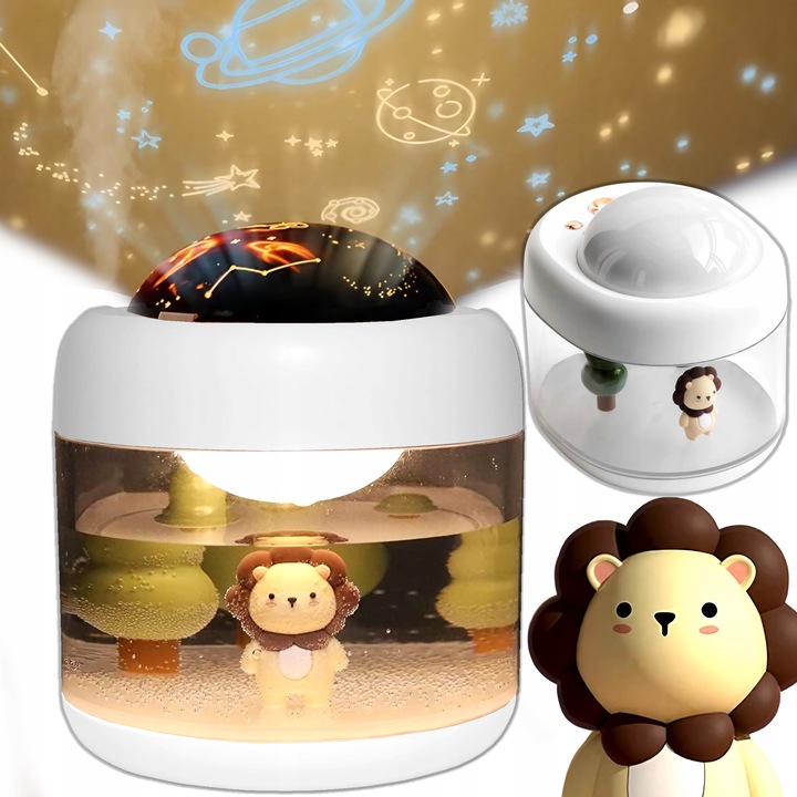 NAWILŻACZ POWIETRZA LAMPKA NOCNA Z PROJEKTOREM GWIAZD TYGRYSEK DLA