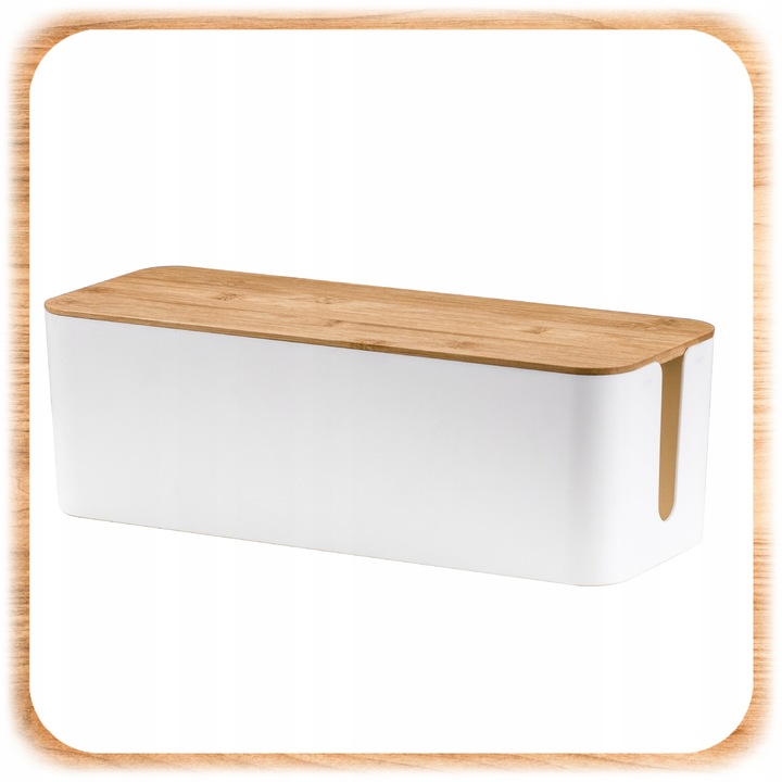 ORGANIZER NA KABLE POJEMNIK PUDEŁKO LISTWE KABLI PRZEWODY DREWNIANA