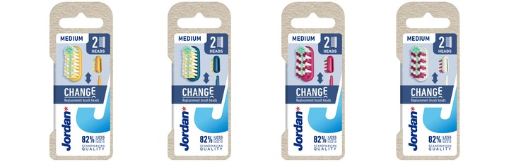 4x JORDAN CHANGE Wymienne KOŃCÓWKI główki do szczoteczek ŚREDNIA 2 szt.