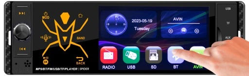 RADIO SAMOCHODOWE 1-DIN BLUETOOTH USB SD AUX DOTYK 4" MIKROFON PILOT ZESTAW