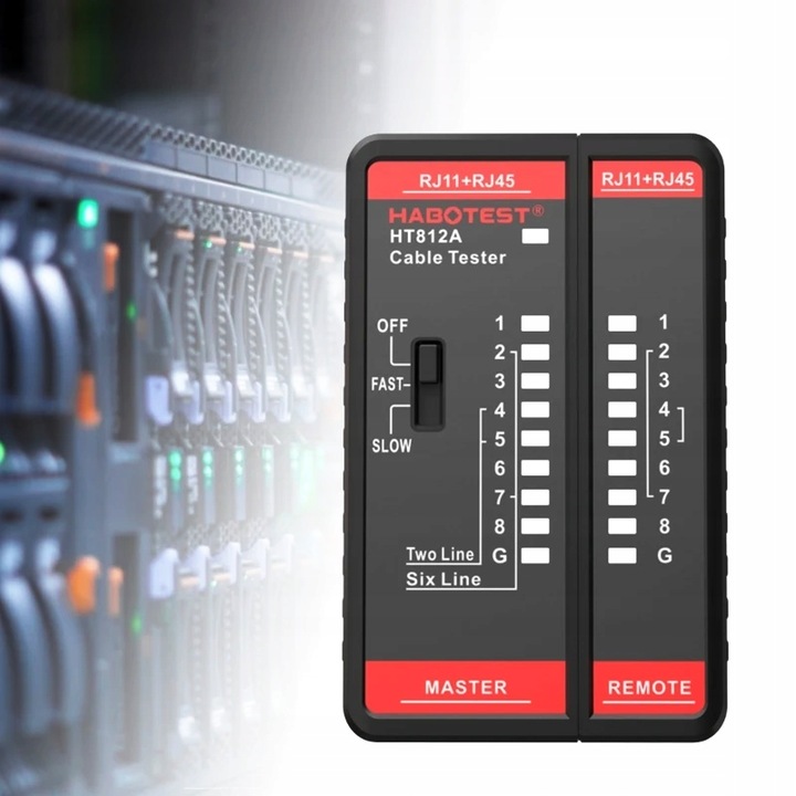 TESTER PRZEWODÓW SIECIOWYCH RJ11 RJ45 LAN SZUKACZ PAR KABLI HABOTEST HT812
