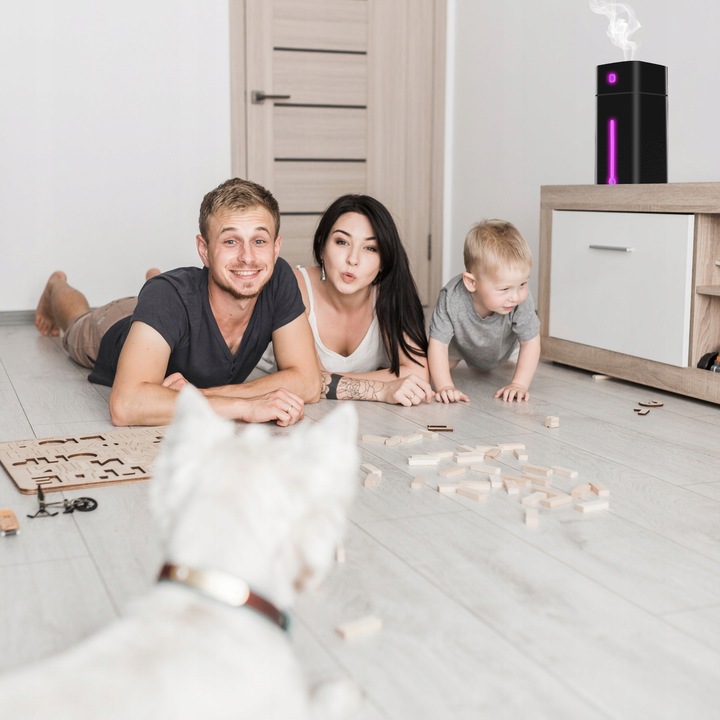 NAWILŻACZ POWIETRZA DYFUZOR ZAPACHOWY AROMATERAPIA LAMPKA LED CZARNY