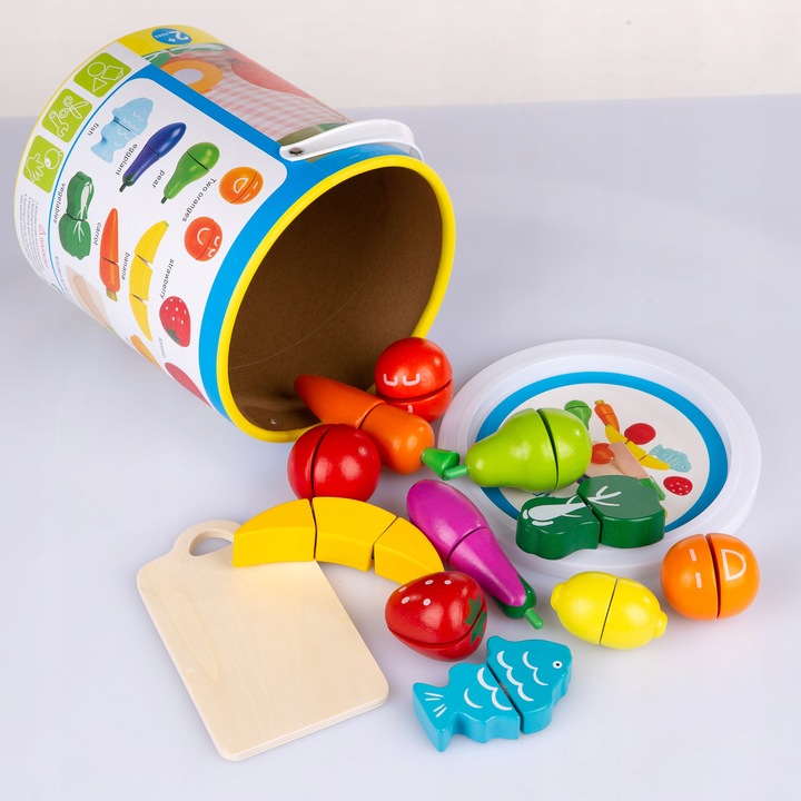 DREWNIANE OWOCE I WARZYWA DO KROJENIA NA RZEPY NÓŻ DESKA KINDERPLAY