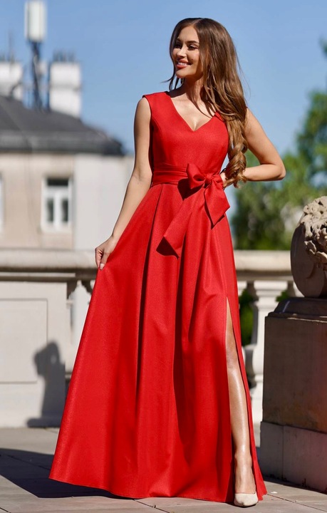 Lea 2 ECRU DŁUGA SUKIENKA z DEKOLTEM ślubna 48