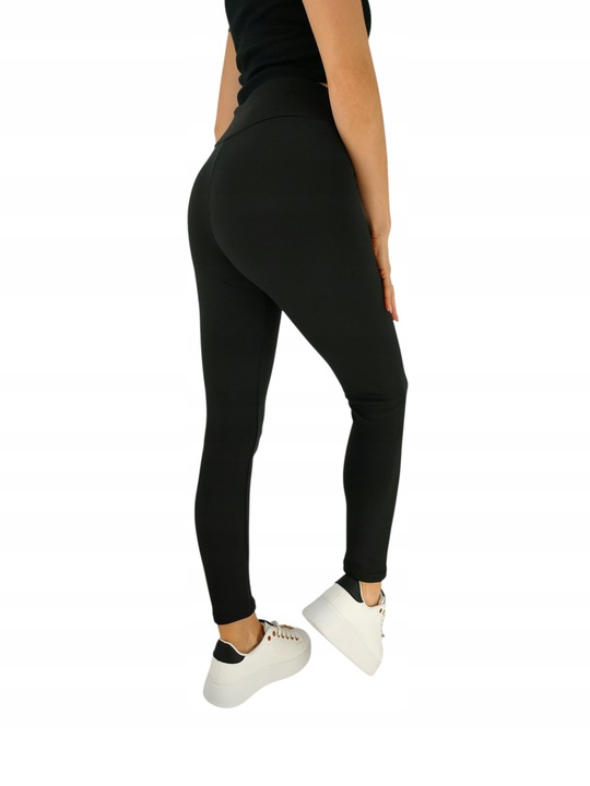 Leginsy damskie czarne kryjące z panelem ocieplane na chłodniejsze dni
