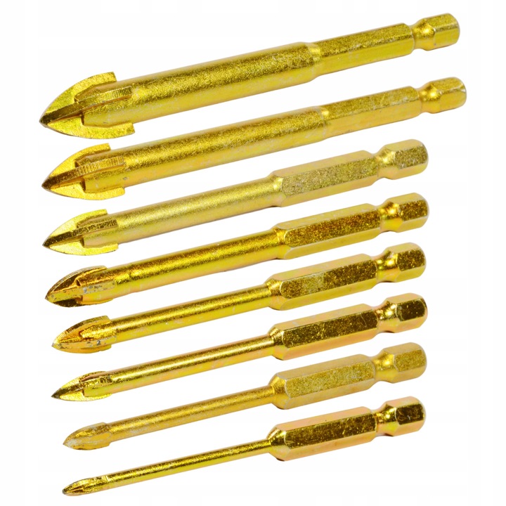 WIERTŁA DO SZKŁA PŁYTEK CERAMIKI GRESU WIERTŁO 3-12MM 8 SZT HEX 1/4"