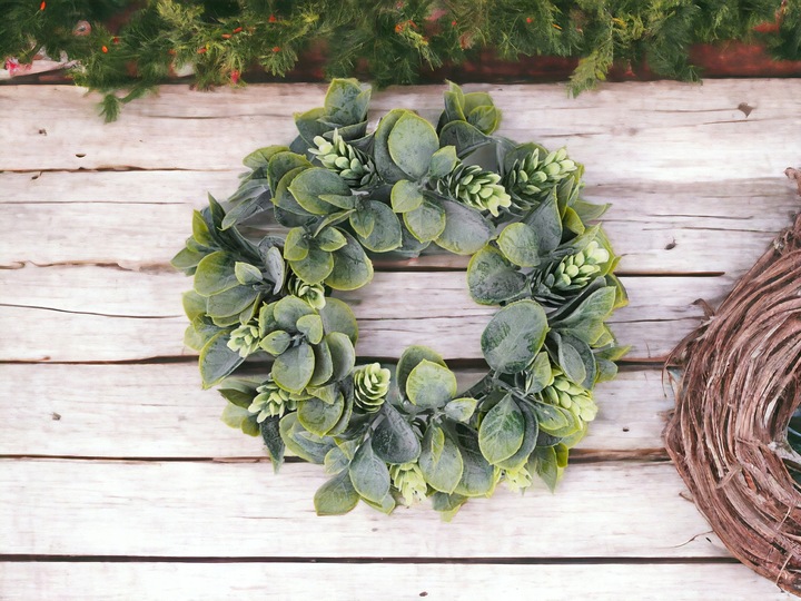 WIANEK GĘSTY BOHO NA STÓŁ ŚLUB WESELE DEKORACYJNE WIANKI Z LIŚCMI