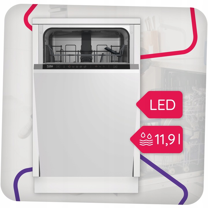 Zmywarka do zabudowy Beko 45cm 10kpl Quick&Shine 5 Programów