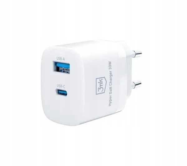 Ładowarka sieciowa uniwersalna 3mk Hyper GaN Charger 33W USB / USB-C Biała