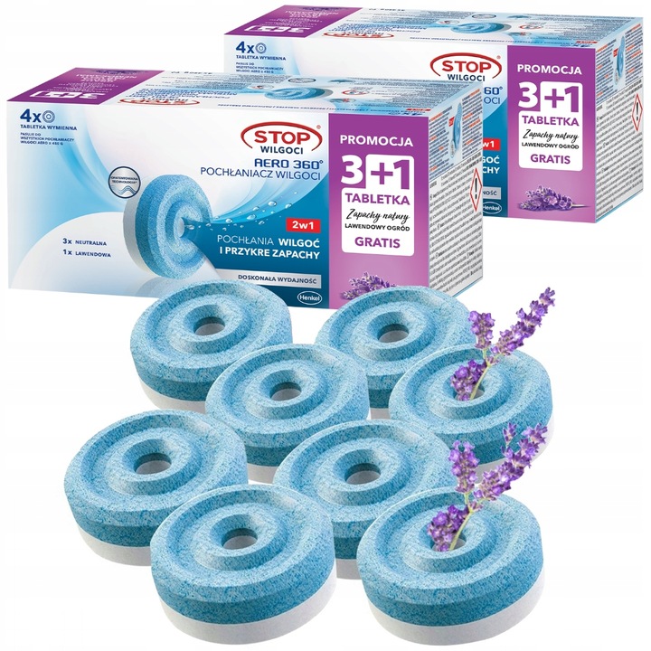 CERESIT AERO 360 POCHŁANIACZ WILGOCI WKŁAD LAWENDA 8 SZTUK