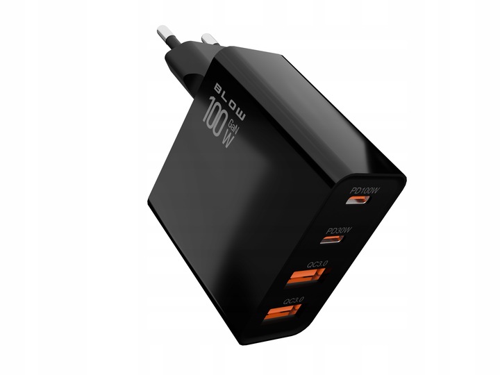 SZYBKA ŁADOWARKA SIECIOWA GaN 100W 2x USB 2x USB-C QC 3.0 + PD UNIWERSALNA