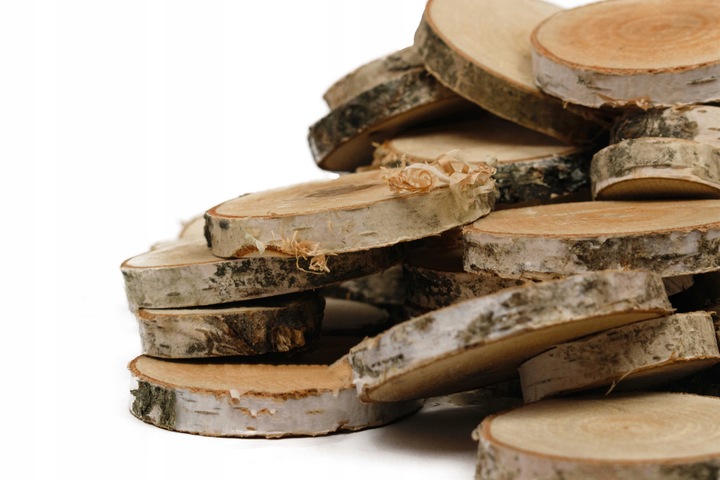 Plastry drewniane, plaster drewna, 3-9 cm - 1 kg wysuszone krążki brzozowe