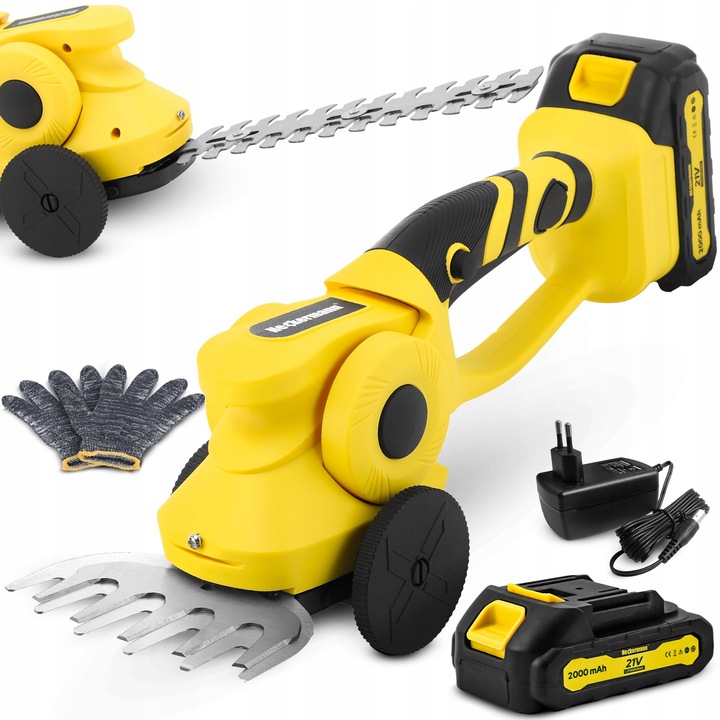 NOŻYCE DO TRAWY ŻYWOPŁOTU AKUMULATOROWE SEKATOR DO KRZEWÓW 2000mAh 21V