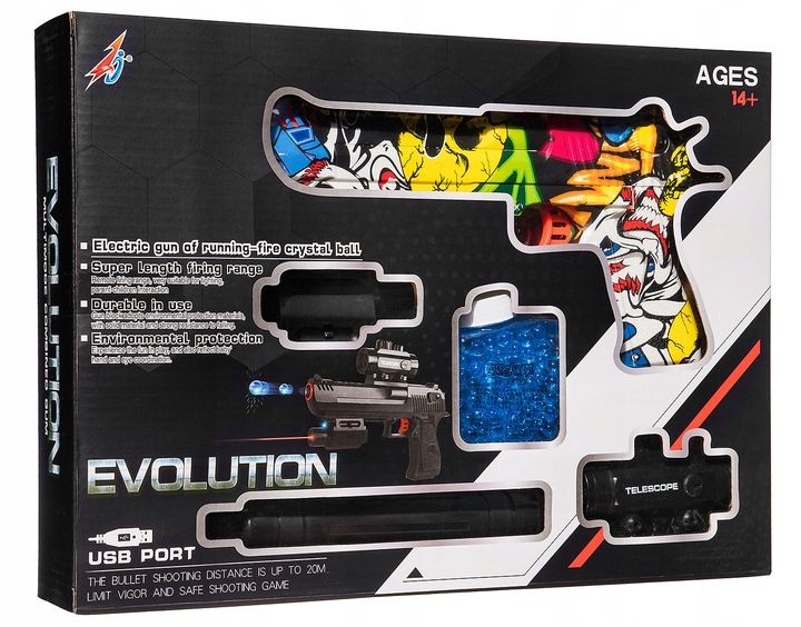 PISTOLET NA KULKI ŻELOWE KARABIN AUTOMATYCZNY AUTOMAT AKUMULATOR ŁADOWARKA