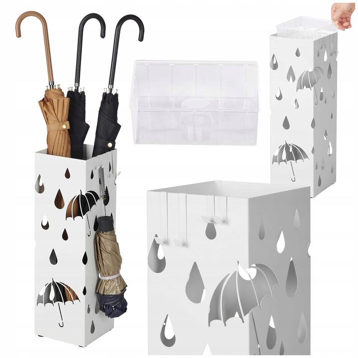 Parasolnik Stojak na parasole biały z ociekaczem do domu Przedpokoju