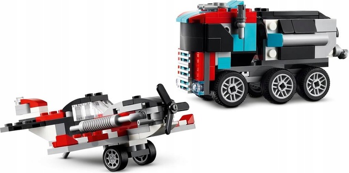 KLOCKI LEGO CREATOR 31146 CIĘŻARÓWKA Z PLATFORMĄ I HELIKOPTEREM 3 W 1
