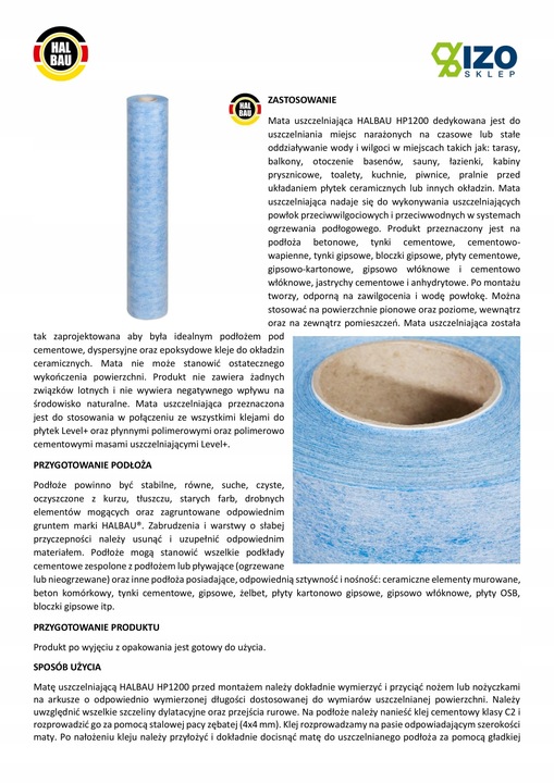 Mata do Hydroizolacji Super Moc Uszczelnienie 1m