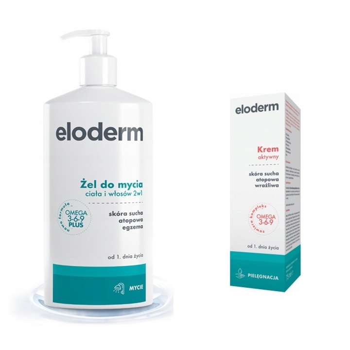 ELODERM ZESTAW Żel do mycia ciała 400 ml + krem aktywny 75 ml