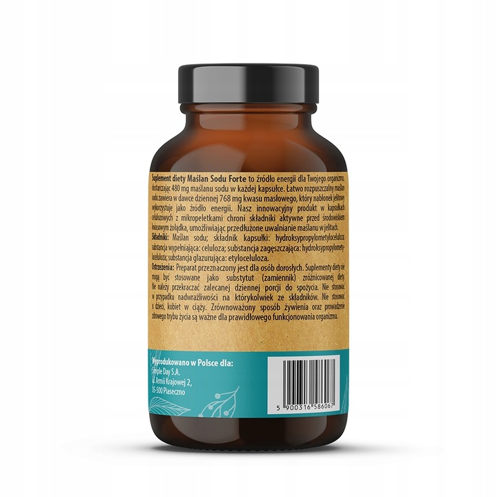 MAŚLAN SODU 80% FORTE 960mg KWAS MASŁOWY 768mg VEGE NA JELITA WRZODY