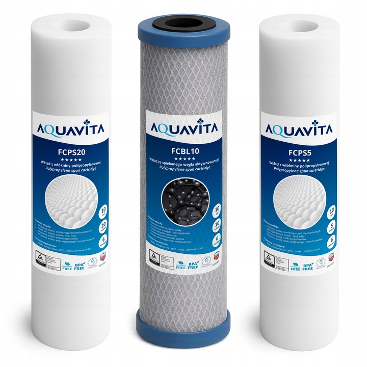 Zestaw Filtrów Wody AQUAVITA do RO7 Komplet Wkładów do Filtra Wody