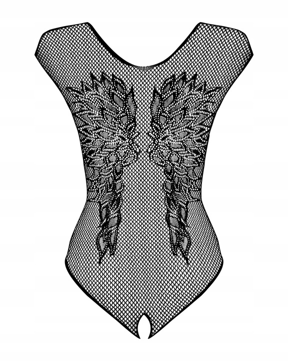 Obsessive Seksowne Body Damskie Kabaretka Motyw Kwiatowy B112 XL/XXL czarne