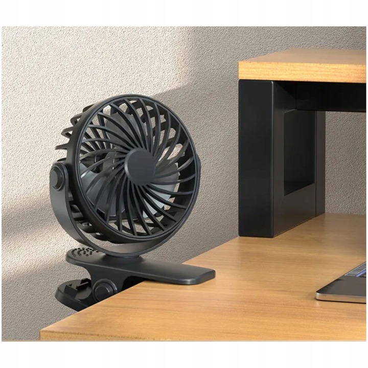 WENTYLATOR BIURKOWY WIATRAK PRZENOŚNY USB KLIPS AKUMULATOR 2400mAh 4