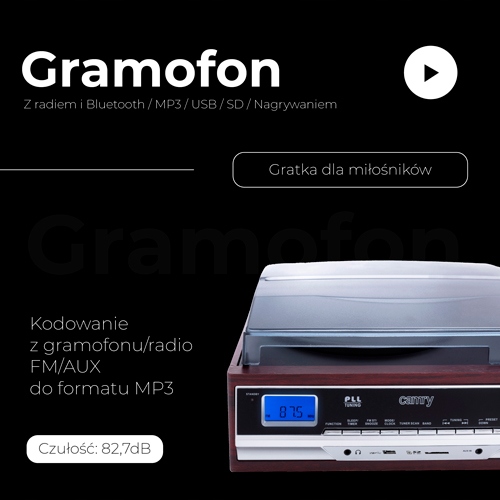 CR 1168 Gramofon z Radiem, Bluetooth, MP3, USB i Nagrywaniem