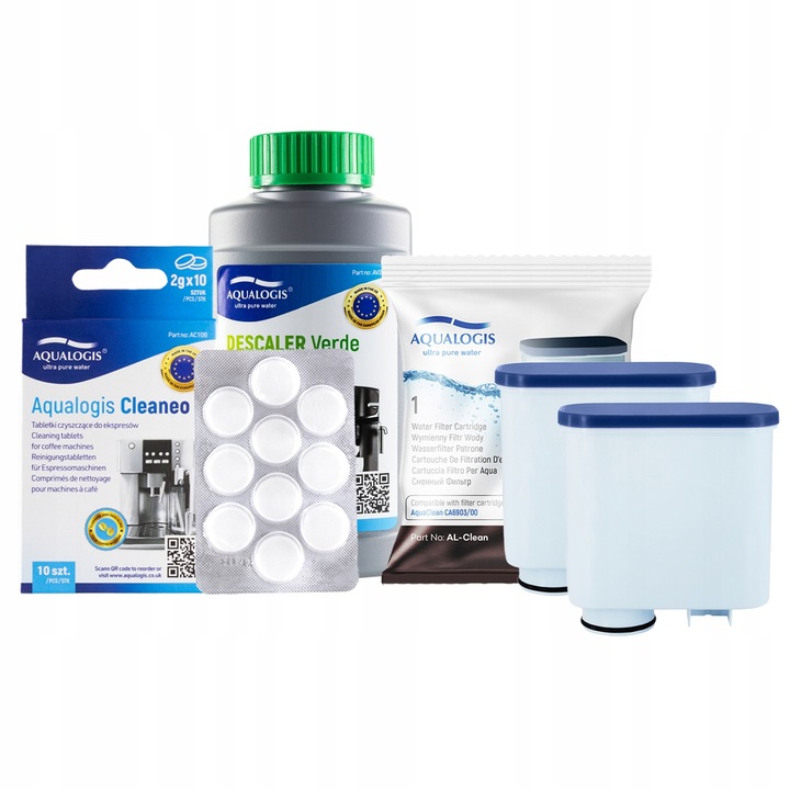 2x Filtr Do Ekspresu Saeco AL-Clean + Odkamieniacz 250ml + Tabletki