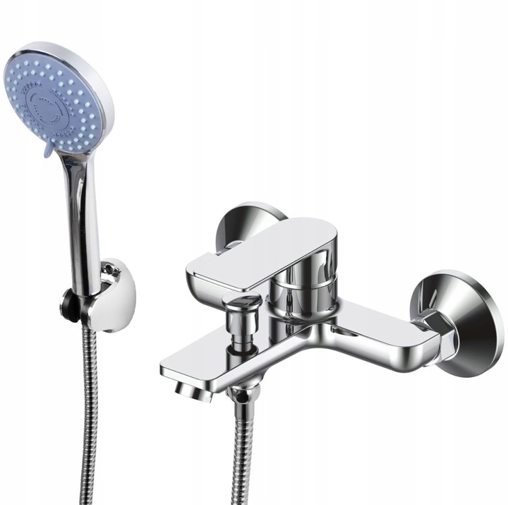 Bateria wannowa z prysznicem chrom zestaw wannowo prysznicowy ze