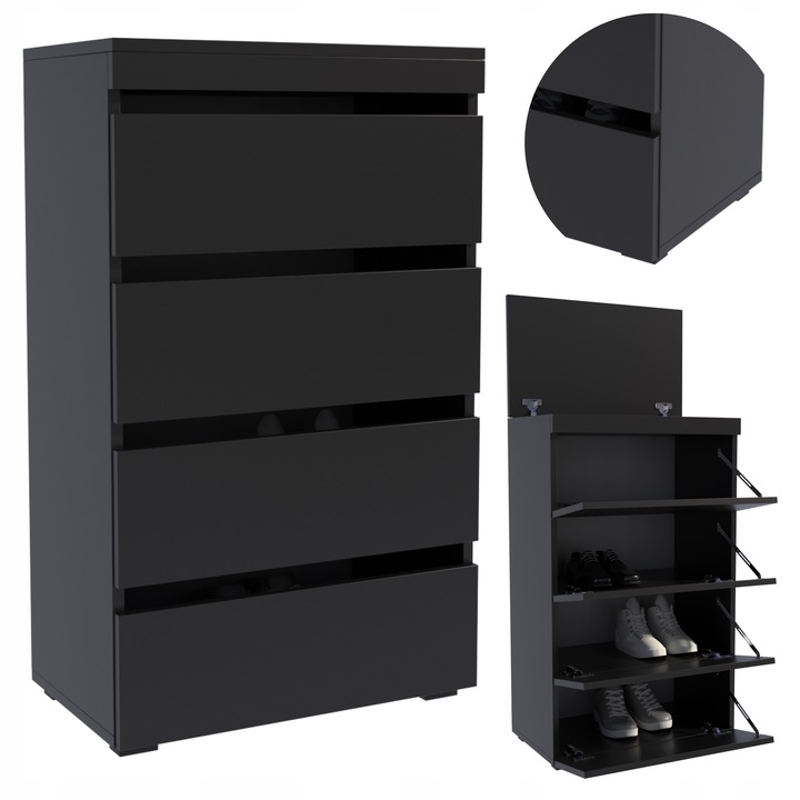 Szafka na buty FIGARO czarna 60cm regał obuwie garderoba schowek na