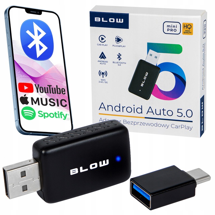 ADAPTER MODUŁ CARPLAY ANDROID AUTO BEZPRZEWODOWY WIFI BLUETOOTH MINI