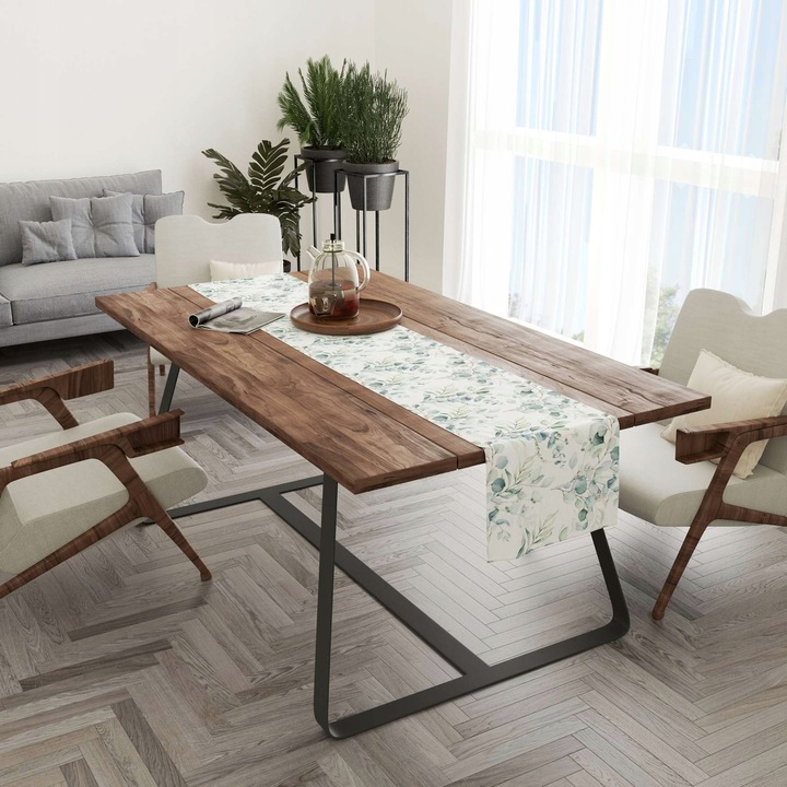 BIEŻNIK OBRUS NA STÓŁ MATOWY GŁADKI 40X220 CM DEKORACYJNY LIŚCIE WZÓR 073
