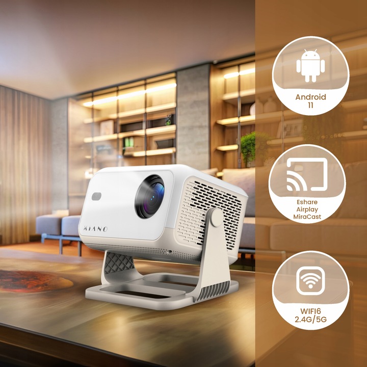 Projektor mini Rzutnik Kiano KVC01 WiFi Android 11 FULL HD 4K Autofocus LED