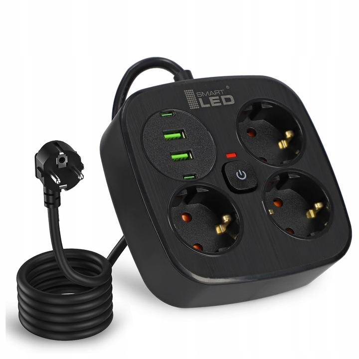 Przedłużacz Listwa Zasilająca Sieciowa 3 Gniazda 230V 3M 4x USB