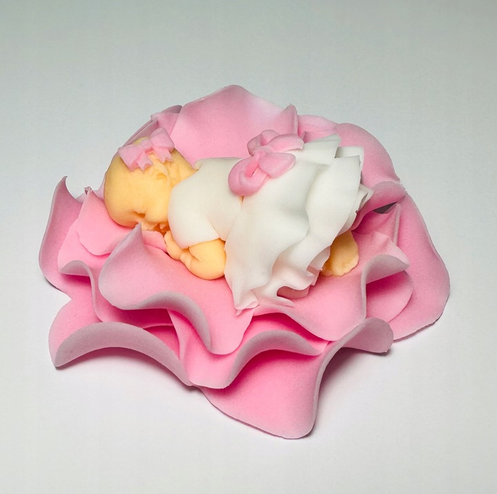 BOBAS CUKROWY na Płatkach różowy tort dekoracja chrzest roczek ozdoba