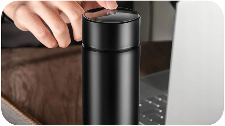 TERMOS KUBEK TERMICZNY BIDON NA KAWĘ HERBATĘ LED 500ML DUŻY SZCZELNY SMART