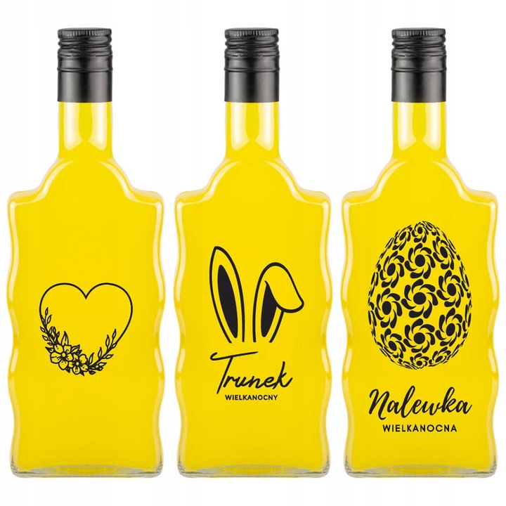 5x Butelki Szklane na WIELKANOC FALA 500ml z NADRUKIEM Na Likiery Nalewki