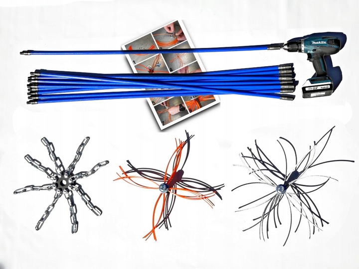 ZESTAW TURBO DO CZYSZCZENIA KOMINA OD DOŁU 11m CYKLON