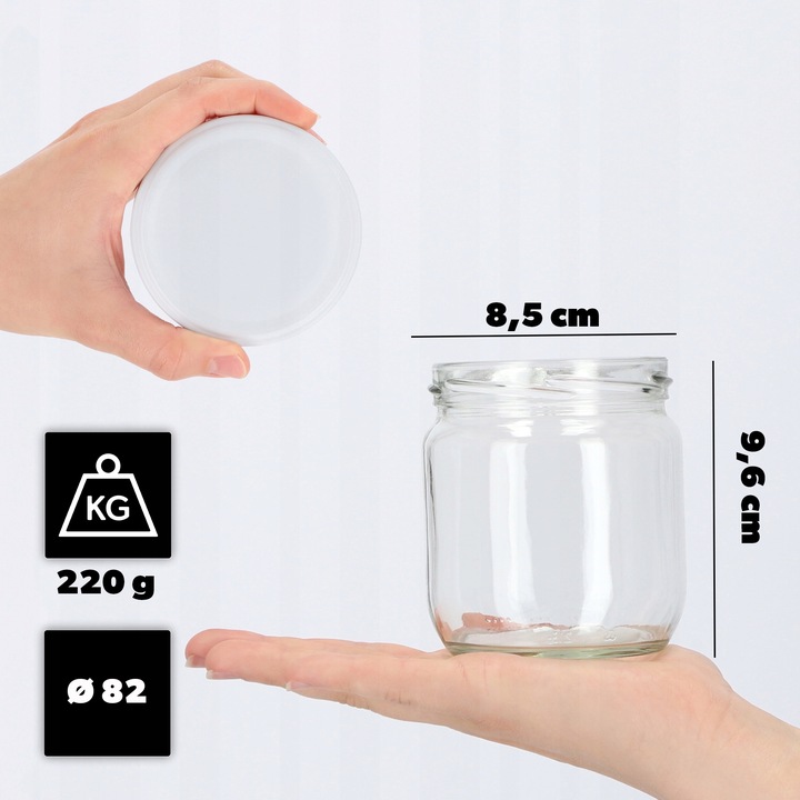 SŁOIK 425 ml SŁOIKI 400 ml NA PRZETWORY MIÓD SZKLANY ZAKRĘTKI 12 SZT FI 82