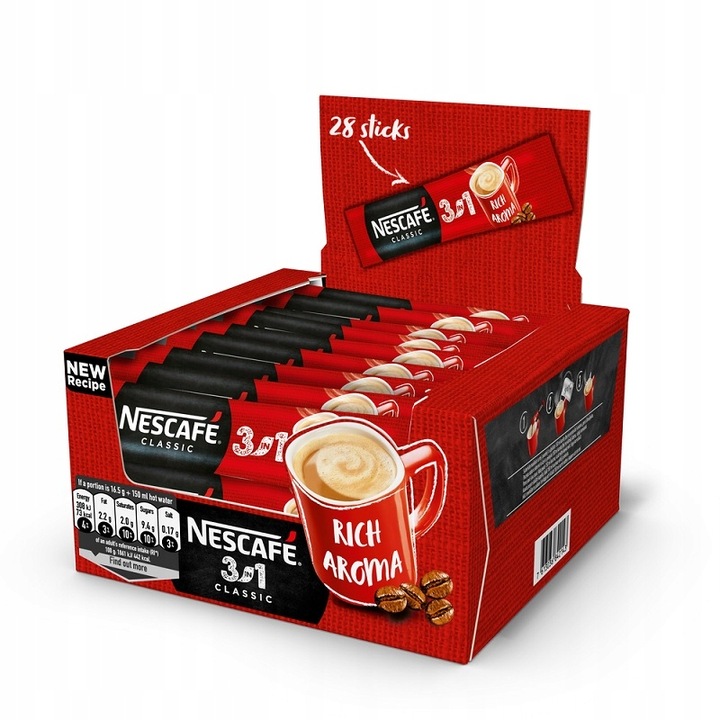 KAWA w SASZETKACH Nescafé 3w1 Classic 28 szt x 16,5 g w KARTONIE